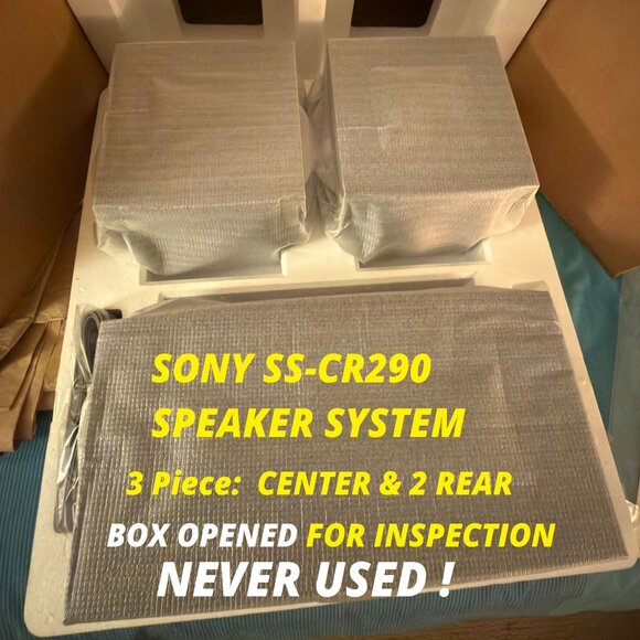 SONY SS-CR290 SPEAKER SYSTEM 1 CENTER & 2 REAR OPEN BOX NEVER USED - Picture 1 of 7